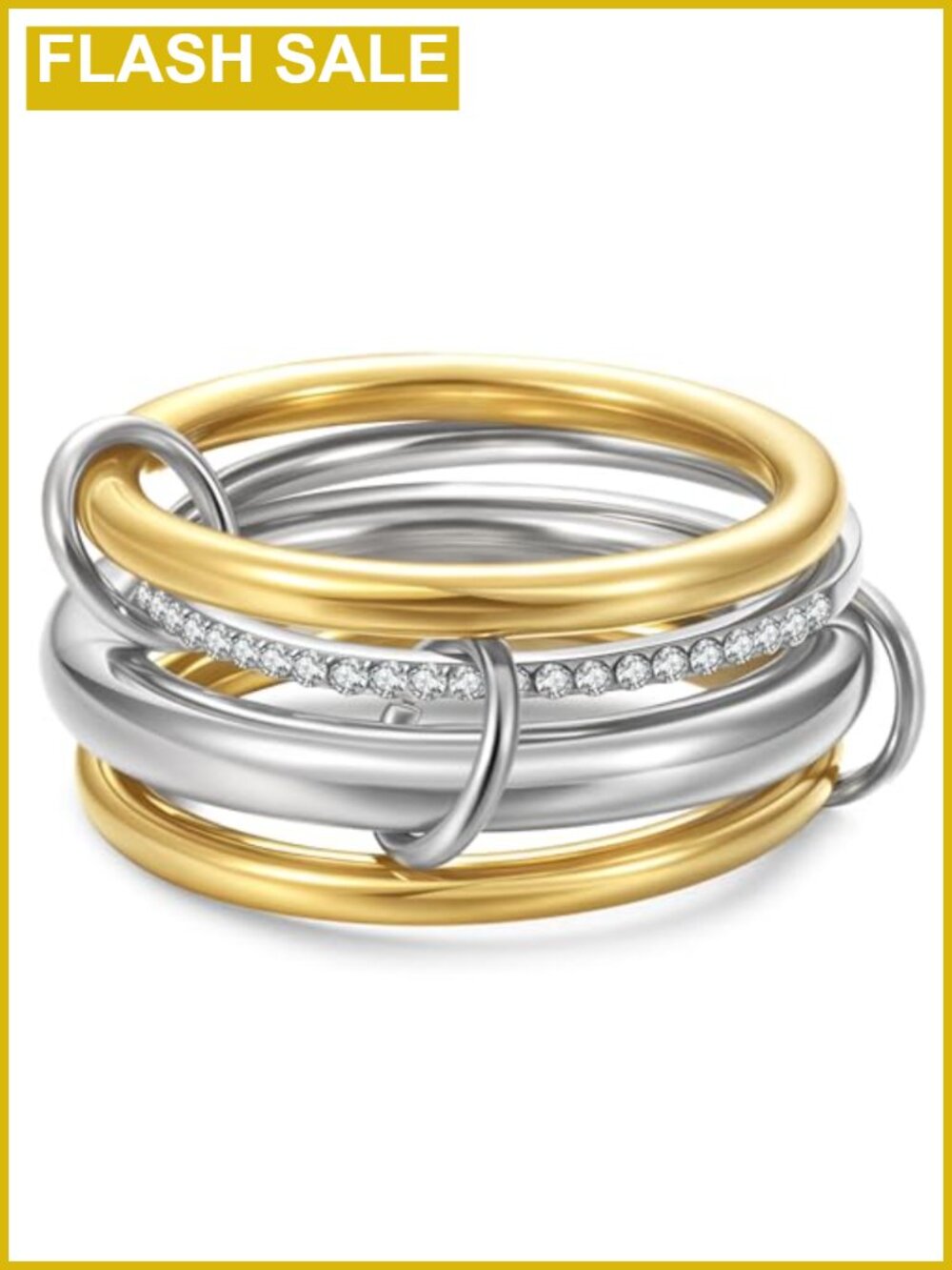Stackable Rings Set for Women Non Tarnish Cubic Zirconia 18K Gold Plated